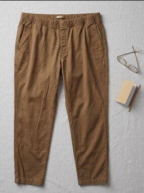 Uniqlo Men's Cotton Pull-On Easy Pants Brown Size XL Elastic Waist Casual